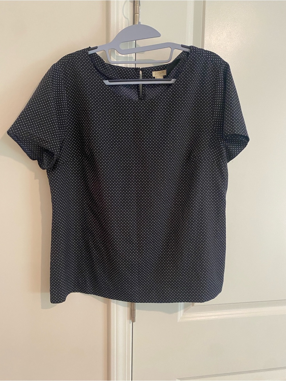 J. Crew Navy Polka Dot Short Sleeve Blouse